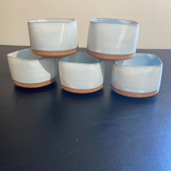 Five Teacups, Japanese Hand Thrown, Ice Blue - Picture 4 of 8
